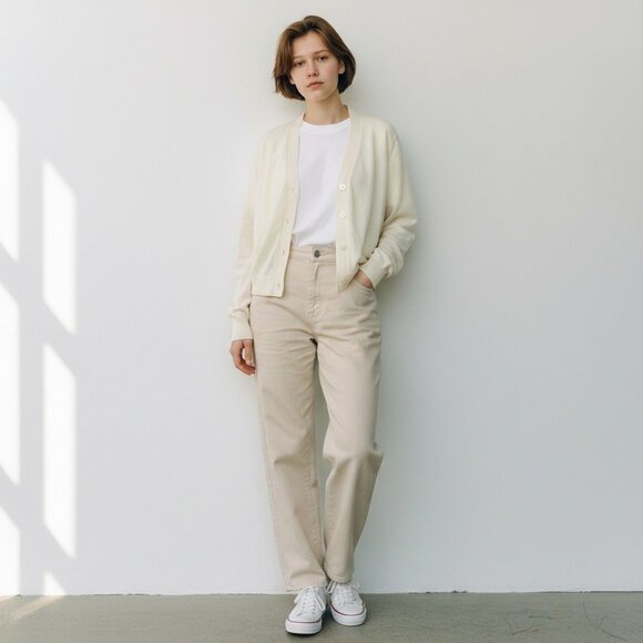 a new day Sweaters - A New Day Womens Cream Button-Front Casual Cardigan Sweater Lightweight Small